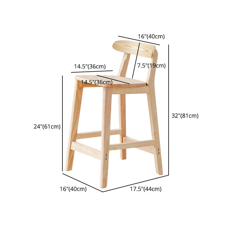 Oak Wood Armless Bar Stool Modern Indoor Barstool with Backrest and Footrest Clearhalo 'Bar Furniture' 'Bar Stools' 'bar_stools' 'furn' 'furn_bar_stools' 'furniture_bar_stools' 'Kitchen & Dining Furniture' 'kitchen&dining_furn' 'kitchen' 'kitchen_furn' Furniture' 4259425