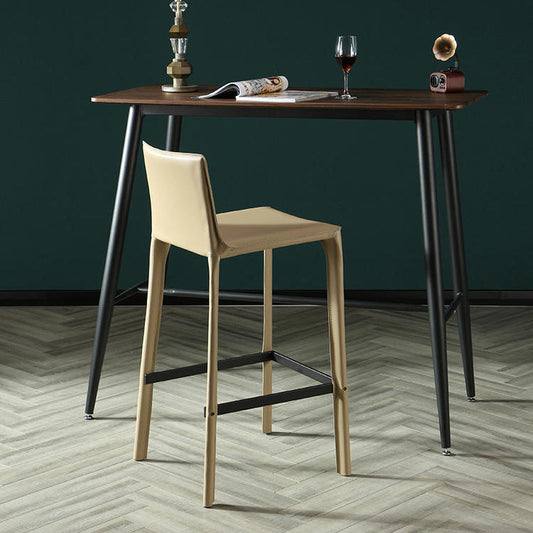 Contemporary Leather Barstool Indoor Bar Stool with Iron Legs and Low Back Clearhalo 'Bar Furniture' 'Bar Stools' 'bar_stools' 'furn' 'furn_bar_stools' 'furniture_bar_stools' 'Kitchen & Dining Furniture' 'kitchen&dining_furn' 'kitchen' 'kitchen_furn' Furniture' 4259432