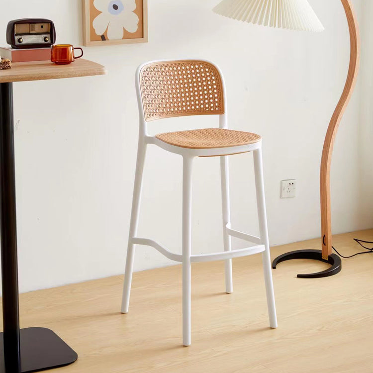 Contemporary Bar Stool Armless Plastic Low Back Counter Chair with Footrest White 1 Piece Bar Stool(30"H) Clearhalo 'Bar Furniture' 'Bar Stools' 'bar_stools' 'furn' 'furn_bar_stools' 'furniture_bar_stools' 'Kitchen & Dining Furniture' 'kitchen&dining_furn' 'kitchen' 'kitchen_furn' Furniture' 4259444