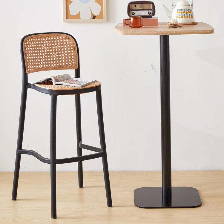 Contemporary Bar Stool Armless Plastic Low Back Counter Chair with Footrest Black 1 Piece Bar Stool(30"H) Clearhalo 'Bar Furniture' 'Bar Stools' 'bar_stools' 'furn' 'furn_bar_stools' 'furniture_bar_stools' 'Kitchen & Dining Furniture' 'kitchen&dining_furn' 'kitchen' 'kitchen_furn' Furniture' 4259447