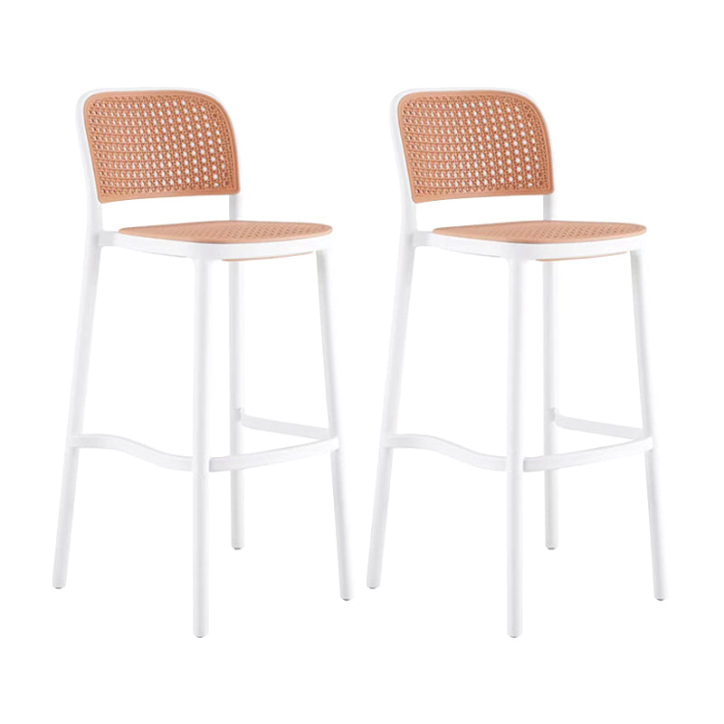Contemporary Bar Stool Armless Plastic Low Back Counter Chair with Footrest White 2 Piece Set Bar Stool(30"H) Clearhalo 'Bar Furniture' 'Bar Stools' 'bar_stools' 'furn' 'furn_bar_stools' 'furniture_bar_stools' 'Kitchen & Dining Furniture' 'kitchen&dining_furn' 'kitchen' 'kitchen_furn' Furniture' 4259456