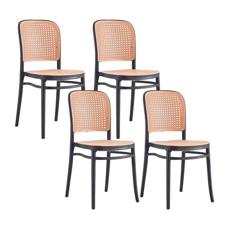 Contemporary Bar Stool Armless Plastic Low Back Counter Chair with Footrest Black 4 Piece Set Short Stool(18"H) Clearhalo 'Bar Furniture' 'Bar Stools' 'bar_stools' 'furn' 'furn_bar_stools' 'furniture_bar_stools' 'Kitchen & Dining Furniture' 'kitchen&dining_furn' 'kitchen' 'kitchen_furn' Furniture' 4259462