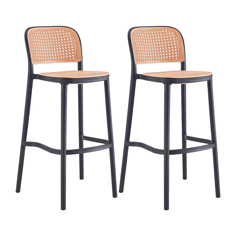 Contemporary Bar Stool Armless Plastic Low Back Counter Chair with Footrest Black 2 Piece Set Bar Stool(30"H) Clearhalo 'Bar Furniture' 'Bar Stools' 'bar_stools' 'furn' 'furn_bar_stools' 'furniture_bar_stools' 'Kitchen & Dining Furniture' 'kitchen&dining_furn' 'kitchen' 'kitchen_furn' Furniture' 4259465