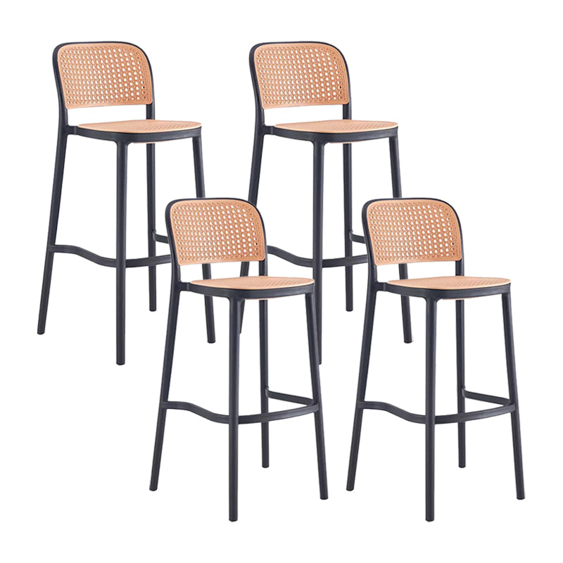 Contemporary Bar Stool Armless Plastic Low Back Counter Chair with Footrest Black 4 Piece Set Bar Stool(30"H) Clearhalo 'Bar Furniture' 'Bar Stools' 'bar_stools' 'furn' 'furn_bar_stools' 'furniture_bar_stools' 'Kitchen & Dining Furniture' 'kitchen&dining_furn' 'kitchen' 'kitchen_furn' Furniture' 4259466