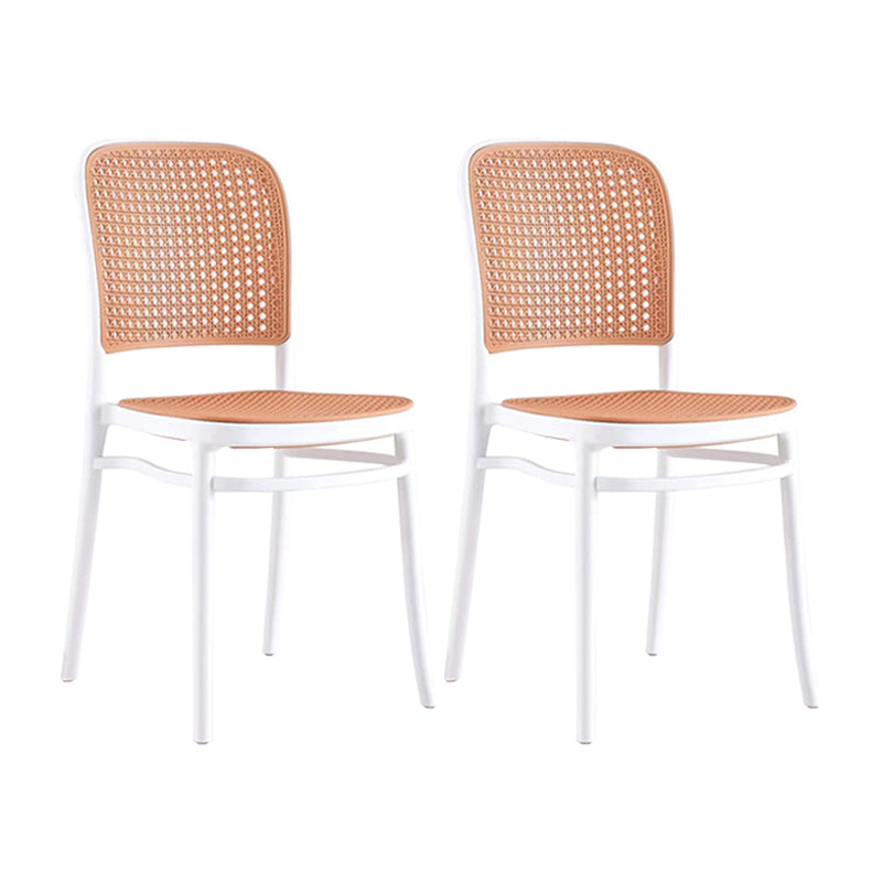 Contemporary Bar Stool Armless Plastic Low Back Counter Chair with Footrest White 2 Piece Set Short Stool(18"H) Clearhalo 'Bar Furniture' 'Bar Stools' 'bar_stools' 'furn' 'furn_bar_stools' 'furniture_bar_stools' 'Kitchen & Dining Furniture' 'kitchen&dining_furn' 'kitchen' 'kitchen_furn' Furniture' 4259468