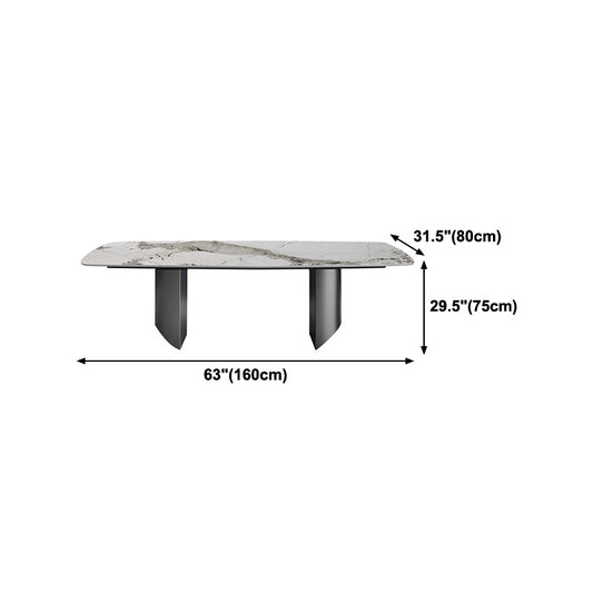 Sintered Stone Top Dining Table for restaurant Rectangle Table with Double Pedestal