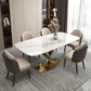 Rectangle Traditional Luxury Dining Table White Sintered Stone Table with Metal Pedestal Base Clearhalo ' dining_table' 'Dining Tables & Seating' 'Dining Tables' 'furn' 'furn_dining_table' 'Furniture' 'furniture_dining_table' 'Kitchen & Dining Furniture' 'kitchen&dining_furn' 'kitchen' 'kitchen_dining_table' 4260192