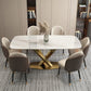 Rectangle Traditional Luxury Dining Table White Sintered Stone Table with Metal Pedestal Base Clearhalo ' dining_table' 'Dining Tables & Seating' 'Dining Tables' 'furn' 'furn_dining_table' 'Furniture' 'furniture_dining_table' 'Kitchen & Dining Furniture' 'kitchen&dining_furn' 'kitchen' 'kitchen_dining_table' 4260193