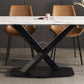 Rectangle Traditional Luxury Dining Table White Sintered Stone Table with Metal Pedestal Base Clearhalo ' dining_table' 'Dining Tables & Seating' 'Dining Tables' 'furn' 'furn_dining_table' 'Furniture' 'furniture_dining_table' 'Kitchen & Dining Furniture' 'kitchen&dining_furn' 'kitchen' 'kitchen_dining_table' 4260197