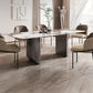 Luxury Sintered Stone Top Table Rectangle Table with Grey Double Pedestal Clearhalo ' dining_table' 'Dining Tables & Seating' 'Dining Tables' 'furn' 'furn_dining_table' 'Furniture' 'furniture_dining_table' 'Kitchen & Dining Furniture' 'kitchen&dining_furn' 'kitchen' 'kitchen_dining_table' 4260223