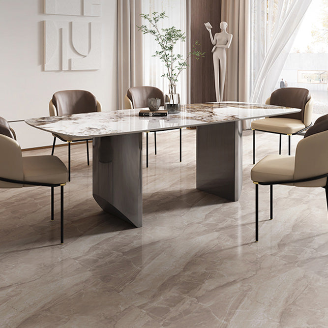 Luxury Sintered Stone Top Table Rectangle Table with Grey Double Pedestal Clearhalo ' dining_table' 'Dining Tables & Seating' 'Dining Tables' 'furn' 'furn_dining_table' 'Furniture' 'furniture_dining_table' 'Kitchen & Dining Furniture' 'kitchen&dining_furn' 'kitchen' 'kitchen_dining_table' 4260223