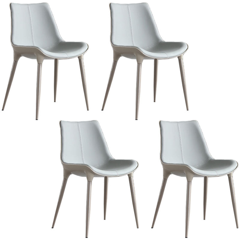 Contemporary Metal Dining Arm Chair Leather Dining Chairs for Home Use White-Gray 4 Piece Set Clearhalo ' kitchen&dining_furn' 'Dining Chairs' 'Dining Tables & Seating' 'dining_chair' 'furn' 'furn_dining_chair' 'Furniture' 'furniture_dining_chair' 'Kitchen & Dining Furniture' 'kitchen' 4260228