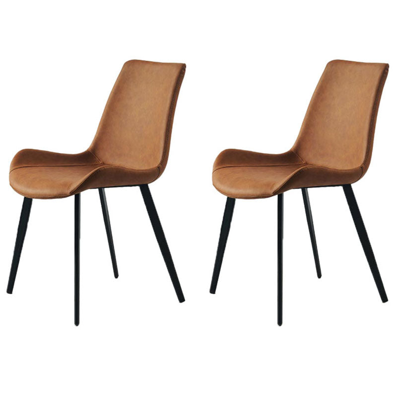 Indoor Industrial Arm Chair Solid Back Metal Upholstered Dining Room Chair (Set of 2) Orange Clearhalo ' kitchen&dining_furn' 'Dining Chairs' 'Dining Tables & Seating' 'dining_chair' 'furn' 'furn_dining_chair' 'Furniture' 'furniture_dining_chair' 'Kitchen & Dining Furniture' 'kitchen' 4260255
