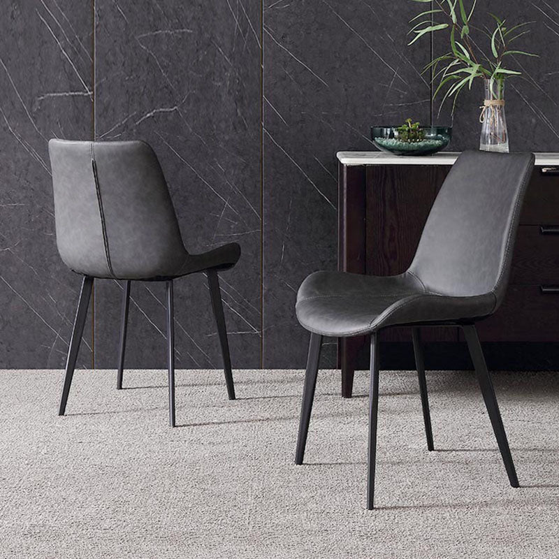 Indoor Industrial Arm Chair Solid Back Metal Upholstered Dining Room Chair (Set of 2) Clearhalo ' kitchen&dining_furn' 'Dining Chairs' 'Dining Tables & Seating' 'dining_chair' 'furn' 'furn_dining_chair' 'Furniture' 'furniture_dining_chair' 'Kitchen & Dining Furniture' 'kitchen' 4260257