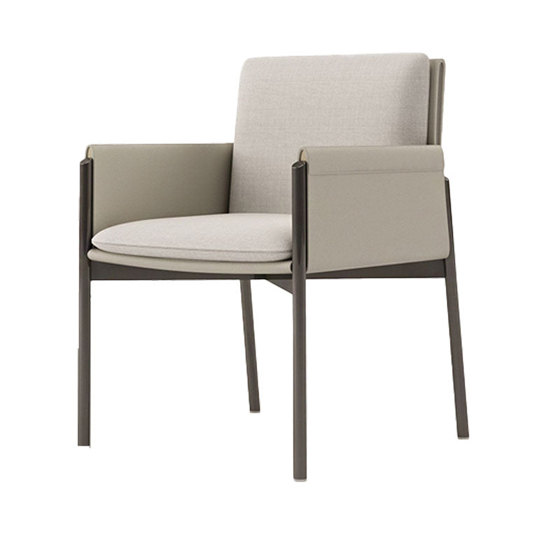 Minimalist Linen Fabric Dining Chair Solid Back Arm Single Chair for Kitchen Gray-White Clearhalo ' kitchen&dining_furn' 'Dining Chairs' 'Dining Tables & Seating' 'dining_chair' 'furn' 'furn_dining_chair' 'Furniture' 'furniture_dining_chair' 'Kitchen & Dining Furniture' 'kitchen' 4260298