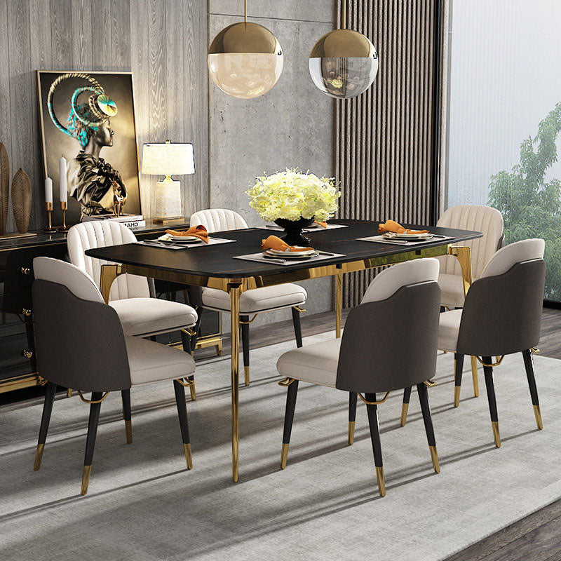 Minimalist Style Leather Dining Chairs Upholstered Armless Solid Back Chair (Set of 4) Clearhalo ' kitchen&dining_furn' 'Dining Chairs' 'Dining Tables & Seating' 'dining_chair' 'furn' 'furn_dining_chair' 'Furniture' 'furniture_dining_chair' 'Kitchen & Dining Furniture' 'kitchen' 4260306