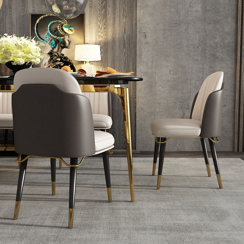 Minimalist Style Leather Dining Chairs Upholstered Armless Solid Back Chair (Set of 4) Clearhalo ' kitchen&dining_furn' 'Dining Chairs' 'Dining Tables & Seating' 'dining_chair' 'furn' 'furn_dining_chair' 'Furniture' 'furniture_dining_chair' 'Kitchen & Dining Furniture' 'kitchen' 4260310