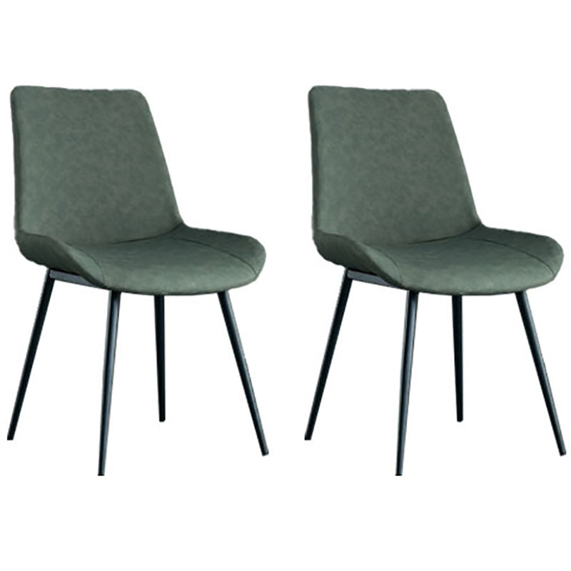 Industrial Style Leather Dining Chairs Solid Back Arm Dining Chairs for Kitchen (Set of 2) Grey Clearhalo ' kitchen&dining_furn' 'Dining Chairs' 'Dining Tables & Seating' 'dining_chair' 'furn' 'furn_dining_chair' 'Furniture' 'furniture_dining_chair' 'Kitchen & Dining Furniture' 'kitchen' 4260318