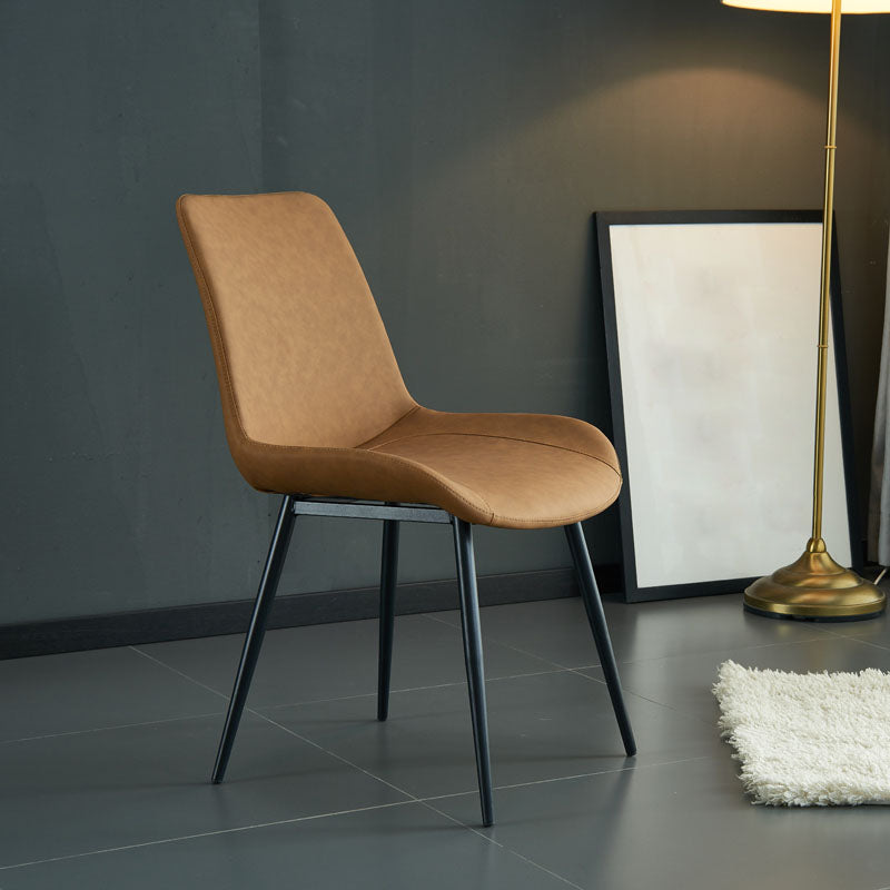 Industrial Style Leather Dining Chairs Solid Back Arm Dining Chairs for Kitchen (Set of 2) Clearhalo ' kitchen&dining_furn' 'Dining Chairs' 'Dining Tables & Seating' 'dining_chair' 'furn' 'furn_dining_chair' 'Furniture' 'furniture_dining_chair' 'Kitchen & Dining Furniture' 'kitchen' 4260320