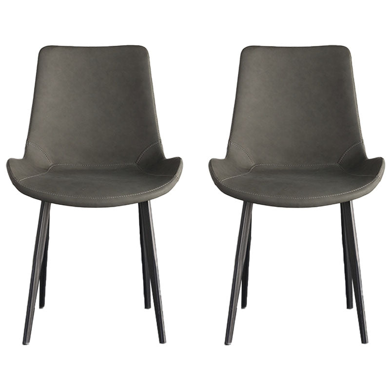 Industrial Style Leather Dining Side Chairs Solid Back Chair for Kitchen(Set of 2) Grey Clearhalo ' kitchen&dining_furn' 'Dining Chairs' 'Dining Tables & Seating' 'dining_chair' 'furn' 'furn_dining_chair' 'Furniture' 'furniture_dining_chair' 'Kitchen & Dining Furniture' 'kitchen' 4260333