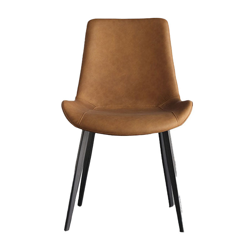 Industrial Style Leather Dining Side Chairs Solid Back Chair for Kitchen(Set of 2) Clearhalo ' kitchen&dining_furn' 'Dining Chairs' 'Dining Tables & Seating' 'dining_chair' 'furn' 'furn_dining_chair' 'Furniture' 'furniture_dining_chair' 'Kitchen & Dining Furniture' 'kitchen' 4260337