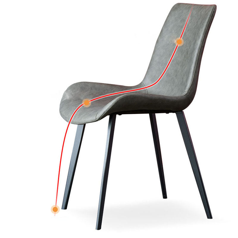 Industrial Style Leather Dining Side Chairs Solid Back Chair for Kitchen(Set of 2) Clearhalo ' kitchen&dining_furn' 'Dining Chairs' 'Dining Tables & Seating' 'dining_chair' 'furn' 'furn_dining_chair' 'Furniture' 'furniture_dining_chair' 'Kitchen & Dining Furniture' 'kitchen' 4260341