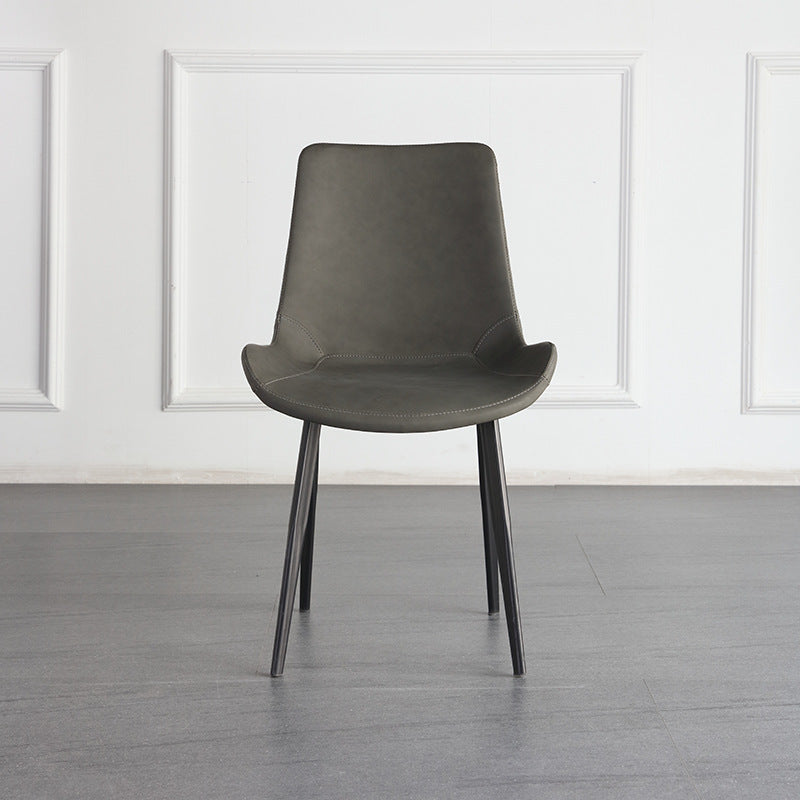 Industrial Style Leather Dining Side Chairs Solid Back Chair for Kitchen(Set of 2) Clearhalo ' kitchen&dining_furn' 'Dining Chairs' 'Dining Tables & Seating' 'dining_chair' 'furn' 'furn_dining_chair' 'Furniture' 'furniture_dining_chair' 'Kitchen & Dining Furniture' 'kitchen' 4260343