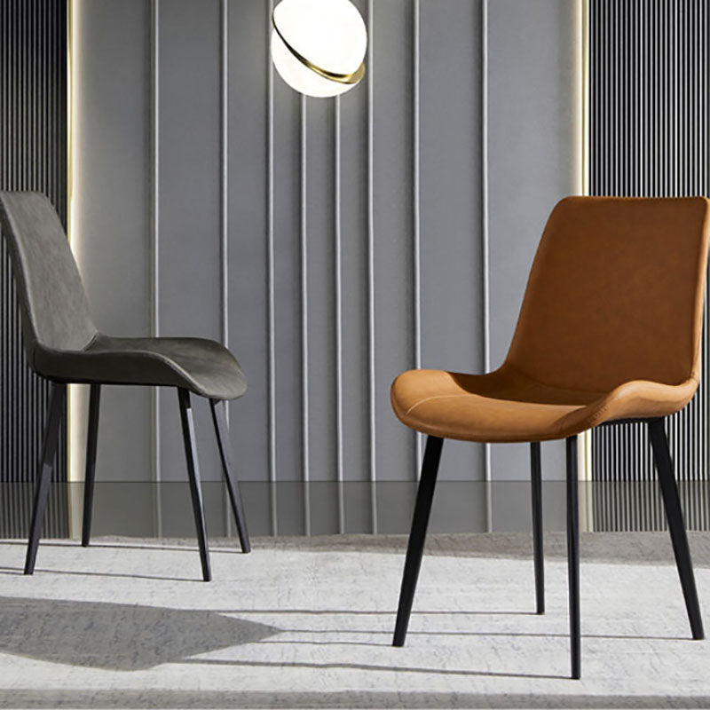 Industrial Style Solid Back Arm Chairs Leather Dining Chairs for Home Use (Set of 2) Clearhalo ' kitchen&dining_furn' 'Dining Chairs' 'Dining Tables & Seating' 'dining_chair' 'furn' 'furn_dining_chair' 'Furniture' 'furniture_dining_chair' 'Kitchen & Dining Furniture' 'kitchen' 4260348