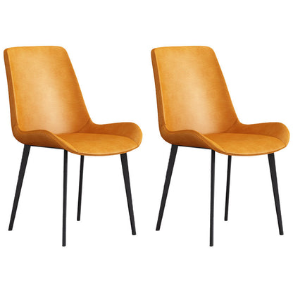 Industrial Style Solid Back Arm Chairs Leather Dining Chairs for Home Use (Set of 2) Orange Clearhalo ' kitchen&dining_furn' 'Dining Chairs' 'Dining Tables & Seating' 'dining_chair' 'furn' 'furn_dining_chair' 'Furniture' 'furniture_dining_chair' 'Kitchen & Dining Furniture' 'kitchen' 4260349