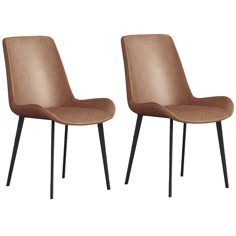 Industrial Style Solid Back Arm Chairs Leather Dining Chairs for Home Use (Set of 2) Brown Clearhalo ' kitchen&dining_furn' 'Dining Chairs' 'Dining Tables & Seating' 'dining_chair' 'furn' 'furn_dining_chair' 'Furniture' 'furniture_dining_chair' 'Kitchen & Dining Furniture' 'kitchen' 4260350