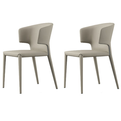Designer Style Home Arm Chair Faux Leather Wingback Dining Chair (Set of 2) Grey Clearhalo ' kitchen&dining_furn' 'Dining Chairs' 'Dining Tables & Seating' 'dining_chair' 'furn' 'furn_dining_chair' 'Furniture' 'furniture_dining_chair' 'Kitchen & Dining Furniture' 'kitchen' 4260373