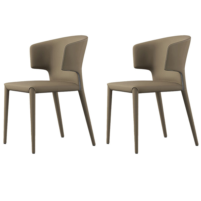 Designer Style Home Arm Chair Faux Leather Wingback Dining Chair (Set of 2) Brown Clearhalo ' kitchen&dining_furn' 'Dining Chairs' 'Dining Tables & Seating' 'dining_chair' 'furn' 'furn_dining_chair' 'Furniture' 'furniture_dining_chair' 'Kitchen & Dining Furniture' 'kitchen' 4260374