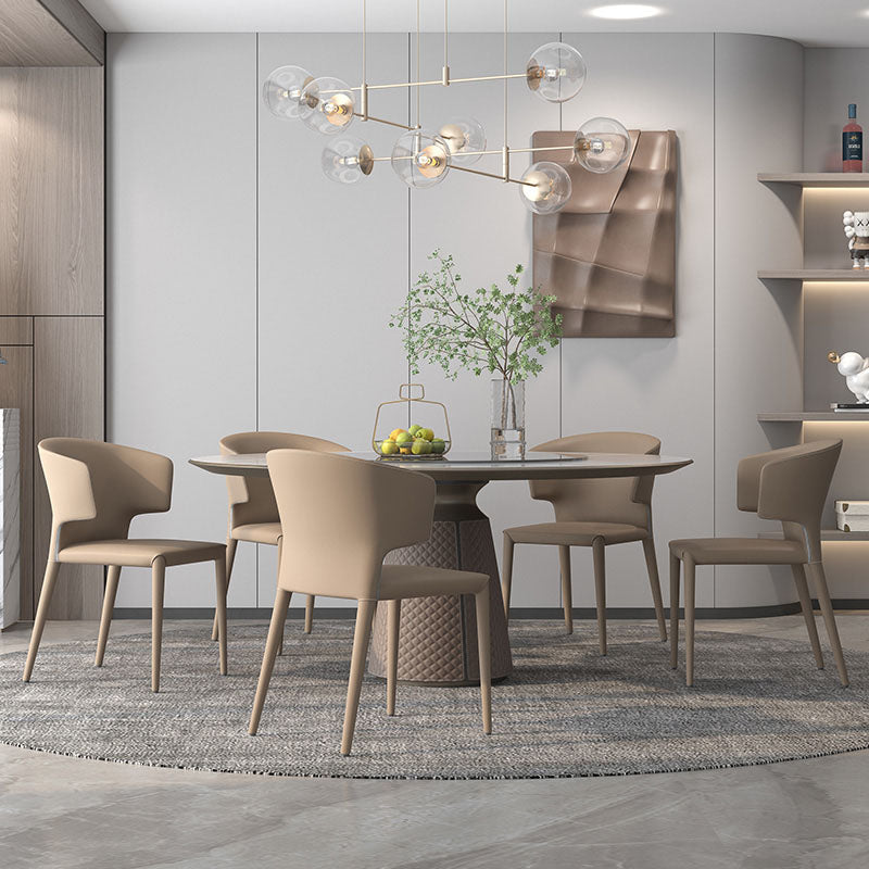 Designer Style Home Arm Chair Faux Leather Wingback Dining Chair (Set of 2) Clearhalo ' kitchen&dining_furn' 'Dining Chairs' 'Dining Tables & Seating' 'dining_chair' 'furn' 'furn_dining_chair' 'Furniture' 'furniture_dining_chair' 'Kitchen & Dining Furniture' 'kitchen' 4260376