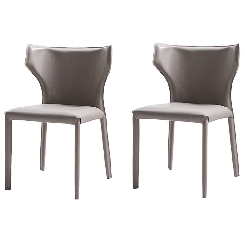 Industrial Metal Dining Side Chairs Dining Room Wingback Side Chair (Set of 2) Light Khaki Clearhalo ' kitchen&dining_furn' 'Dining Chairs' 'Dining Tables & Seating' 'dining_chair' 'furn' 'furn_dining_chair' 'Furniture' 'furniture_dining_chair' 'Kitchen & Dining Furniture' 'kitchen' 4260383