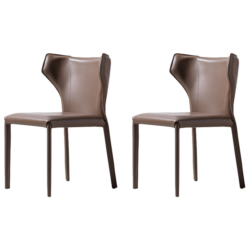 Industrial Metal Dining Side Chairs Dining Room Wingback Side Chair (Set of 2) Brown Clearhalo ' kitchen&dining_furn' 'Dining Chairs' 'Dining Tables & Seating' 'dining_chair' 'furn' 'furn_dining_chair' 'Furniture' 'furniture_dining_chair' 'Kitchen & Dining Furniture' 'kitchen' 4260384