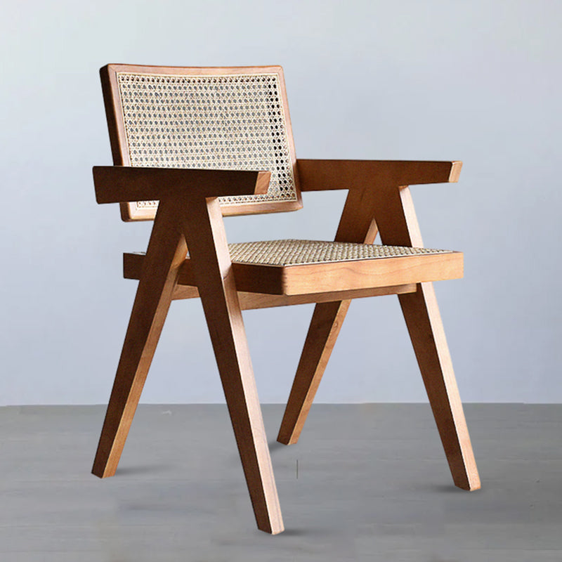 Traditional Style Ash Wood Chair Kitchen Open Back Arm Single Chair Brown Clearhalo ' kitchen&dining_furn' 'Dining Chairs' 'Dining Tables & Seating' 'dining_chair' 'furn' 'furn_dining_chair' 'Furniture' 'furniture_dining_chair' 'Kitchen & Dining Furniture' 'kitchen' 4260397