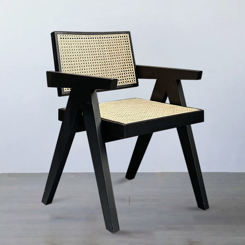 Traditional Style Ash Wood Chair Kitchen Open Back Arm Single Chair Black Clearhalo ' kitchen&dining_furn' 'Dining Chairs' 'Dining Tables & Seating' 'dining_chair' 'furn' 'furn_dining_chair' 'Furniture' 'furniture_dining_chair' 'Kitchen & Dining Furniture' 'kitchen' 4260398