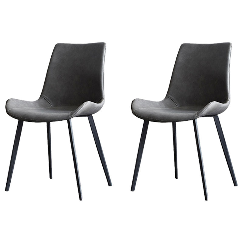 Industrial Metal Dining Side Chair Dining Room Solid Back Chair (Set of 2) Dark Gray Clearhalo ' kitchen&dining_furn' 'Dining Chairs' 'Dining Tables & Seating' 'dining_chair' 'furn' 'furn_dining_chair' 'Furniture' 'furniture_dining_chair' 'Kitchen & Dining Furniture' 'kitchen' 4260408