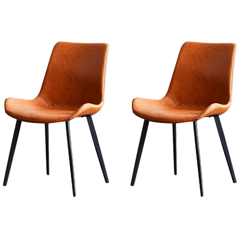 Industrial Metal Dining Side Chair Dining Room Solid Back Chair (Set of 2) Orange Yellow Clearhalo ' kitchen&dining_furn' 'Dining Chairs' 'Dining Tables & Seating' 'dining_chair' 'furn' 'furn_dining_chair' 'Furniture' 'furniture_dining_chair' 'Kitchen & Dining Furniture' 'kitchen' 4260409