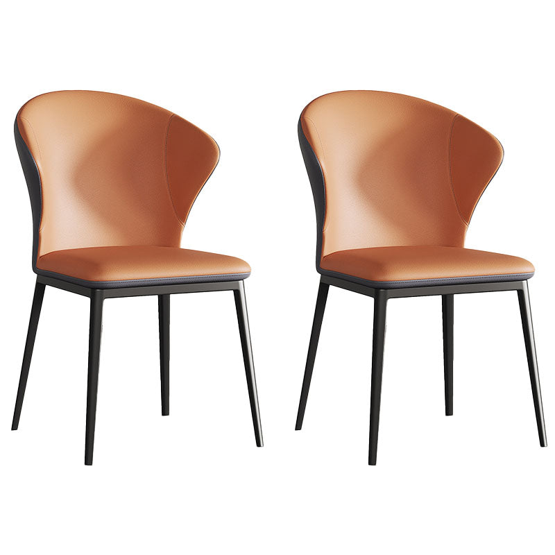 Industrial Style Metal Chairs Set Kitchen Dining Wingback Side Chair (Set of 2) Orange Clearhalo ' kitchen&dining_furn' 'Dining Chairs' 'Dining Tables & Seating' 'dining_chair' 'furn' 'furn_dining_chair' 'Furniture' 'furniture_dining_chair' 'Kitchen & Dining Furniture' 'kitchen' 4260422