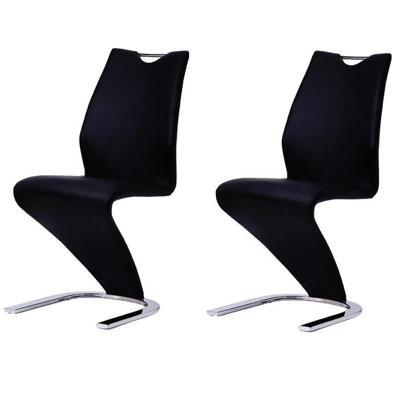 Scandinavian Style Faux Leather Dining Chairs Solid Back Chair for Kitchen (Set of 2) Black Silver Clearhalo ' kitchen&dining_furn' 'Dining Chairs' 'Dining Tables & Seating' 'dining_chair' 'furn' 'furn_dining_chair' 'Furniture' 'furniture_dining_chair' 'Kitchen & Dining Furniture' 'kitchen' 4260436