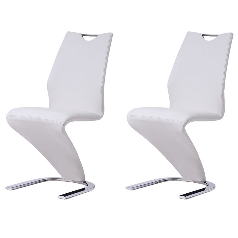 Scandinavian Style Faux Leather Dining Chairs Solid Back Chair for Kitchen (Set of 2) White Silver Clearhalo ' kitchen&dining_furn' 'Dining Chairs' 'Dining Tables & Seating' 'dining_chair' 'furn' 'furn_dining_chair' 'Furniture' 'furniture_dining_chair' 'Kitchen & Dining Furniture' 'kitchen' 4260438