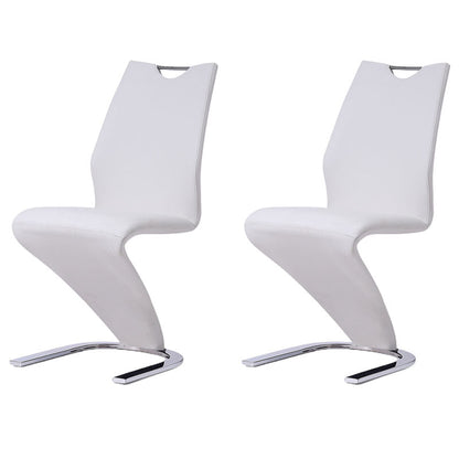 Scandinavian Style Faux Leather Dining Chairs Solid Back Chair for Kitchen (Set of 2) White Silver Clearhalo ' kitchen&dining_furn' 'Dining Chairs' 'Dining Tables & Seating' 'dining_chair' 'furn' 'furn_dining_chair' 'Furniture' 'furniture_dining_chair' 'Kitchen & Dining Furniture' 'kitchen' 4260438