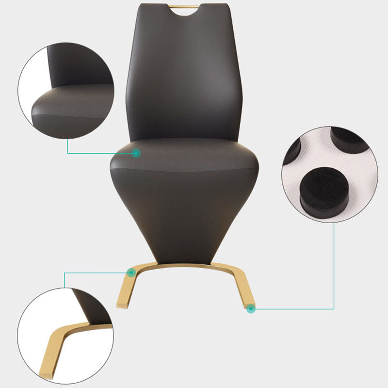 Scandinavian Style Faux Leather Dining Chairs Solid Back Chair for Kitchen (Set of 2) Clearhalo ' kitchen&dining_furn' 'Dining Chairs' 'Dining Tables & Seating' 'dining_chair' 'furn' 'furn_dining_chair' 'Furniture' 'furniture_dining_chair' 'Kitchen & Dining Furniture' 'kitchen' 4260441