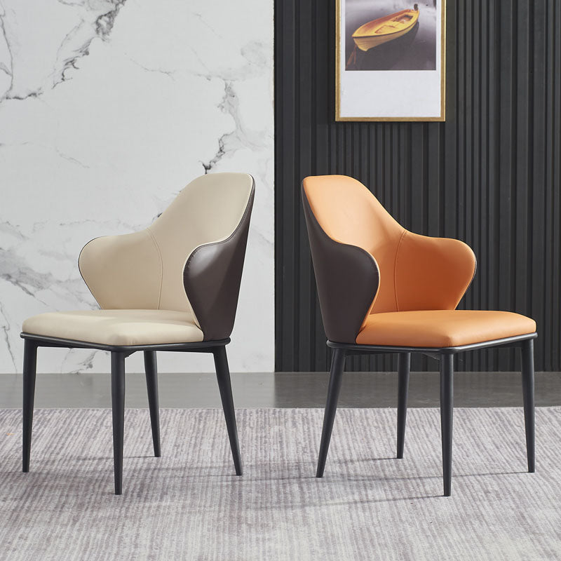 Minimalist Style Leather Dining Chair Solid Back Arm Upholstered Single Chair Clearhalo ' kitchen&dining_furn' 'Dining Chairs' 'Dining Tables & Seating' 'dining_chair' 'furn' 'furn_dining_chair' 'Furniture' 'furniture_dining_chair' 'Kitchen & Dining Furniture' 'kitchen' 4260450