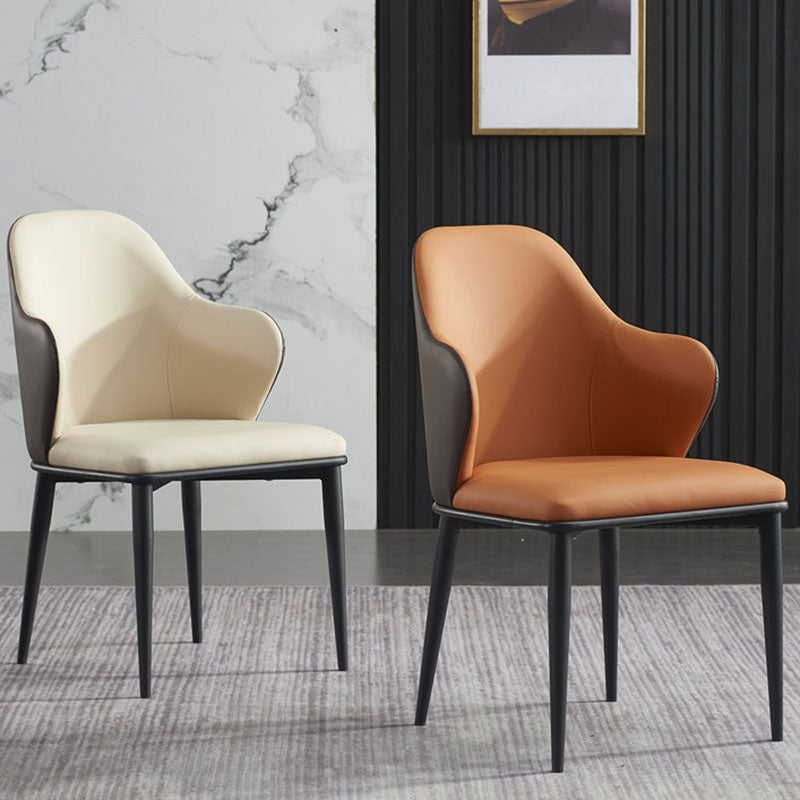 Minimalist Style Leather Dining Chair Solid Back Arm Upholstered Single Chair Clearhalo ' kitchen&dining_furn' 'Dining Chairs' 'Dining Tables & Seating' 'dining_chair' 'furn' 'furn_dining_chair' 'Furniture' 'furniture_dining_chair' 'Kitchen & Dining Furniture' 'kitchen' 4260451