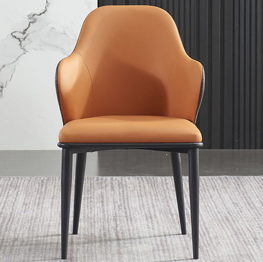 Minimalist Style Leather Dining Chair Solid Back Arm Upholstered Single Chair Clearhalo ' kitchen&dining_furn' 'Dining Chairs' 'Dining Tables & Seating' 'dining_chair' 'furn' 'furn_dining_chair' 'Furniture' 'furniture_dining_chair' 'Kitchen & Dining Furniture' 'kitchen' 4260458