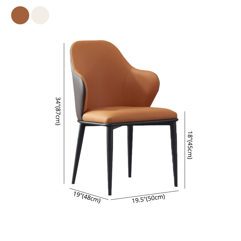 Minimalist Style Leather Dining Chair Solid Back Arm Upholstered Single Chair Clearhalo ' kitchen&dining_furn' 'Dining Chairs' 'Dining Tables & Seating' 'dining_chair' 'furn' 'furn_dining_chair' 'Furniture' 'furniture_dining_chair' 'Kitchen & Dining Furniture' 'kitchen' 4260460