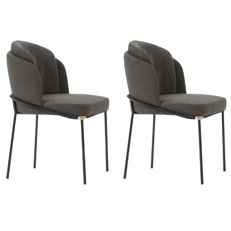 Industrial Metal Dining Chairs Armless Linen Fabric Dining Chair for Home Use (Set of 2) Dark Gray Clearhalo ' kitchen&dining_furn' 'Dining Chairs' 'Dining Tables & Seating' 'dining_chair' 'furn' 'furn_dining_chair' 'Furniture' 'furniture_dining_chair' 'Kitchen & Dining Furniture' 'kitchen' 4260462