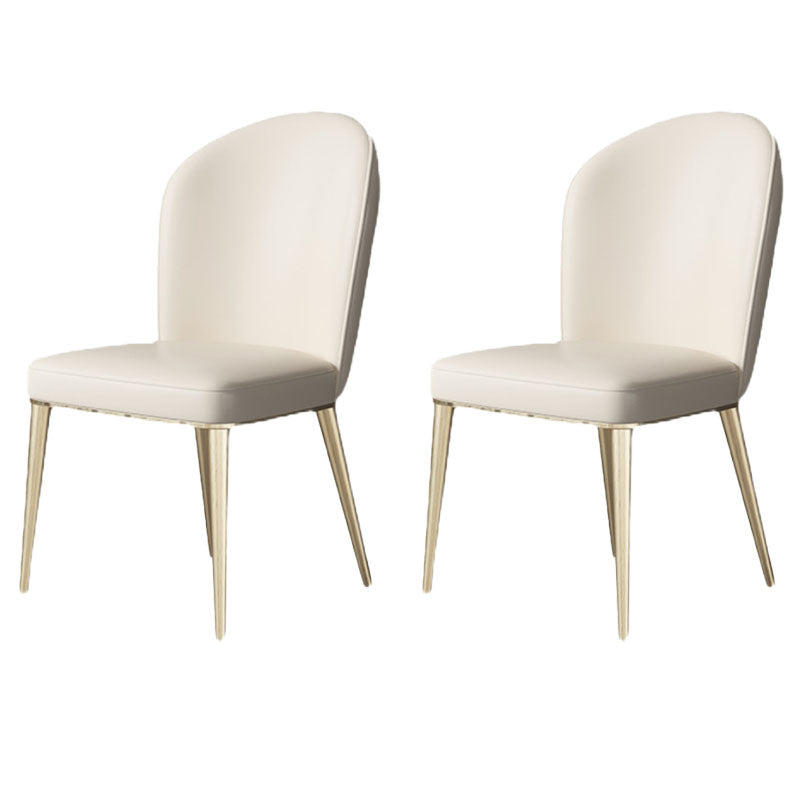 Scandinavian Style Metal Dining Chair Dining Room Armless Solid Back Chair (Set of 2) Off-White Clearhalo ' kitchen&dining_furn' 'Dining Chairs' 'Dining Tables & Seating' 'dining_chair' 'furn' 'furn_dining_chair' 'Furniture' 'furniture_dining_chair' 'Kitchen & Dining Furniture' 'kitchen' 4260471